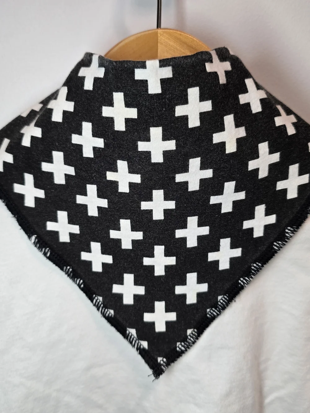 3 For $10 Black & White Cross Pattern Bandana Bib, Scarf Absorbent Cotton.
